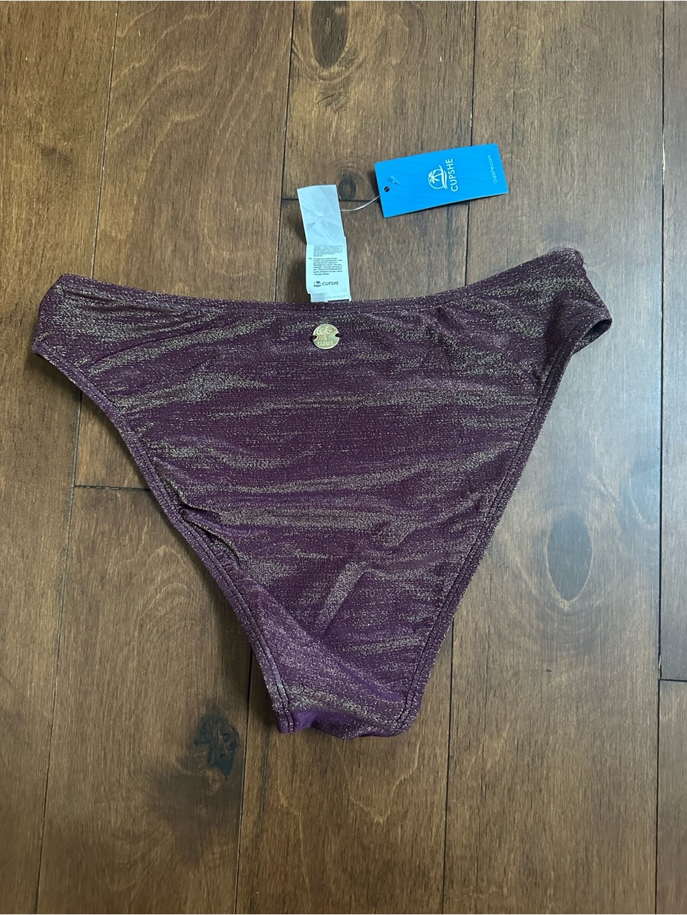 Cupshe Shimmery Plum High-Cut Bikini Bottom